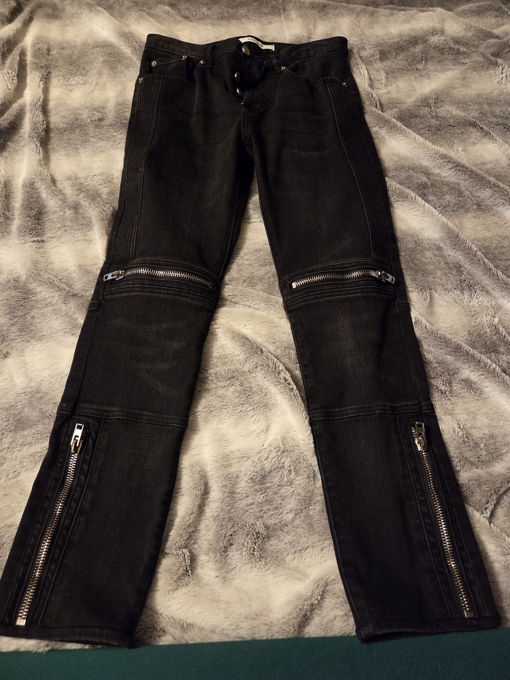 Black Skinny Moto Zip Jeans